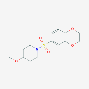 molecular formula C14H19NO5S B2971073 1-((2,3-二氢苯并[b][1,4]二氧杂环-6-基)磺酰基)-4-甲氧基哌啶 CAS No. 1325708-97-1
