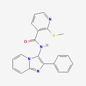 molecular formula C20H16N4OS B2971082 2-(methylsulfanyl)-N-{2-phenylimidazo[1,2-a]pyridin-3-yl}pyridine-3-carboxamide CAS No. 1424600-58-7