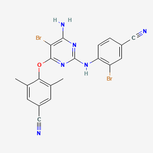 molecular formula C20H14Br2N6O B2971083 4-({6-Amino-5-bromo-2-[(2-bromo-4-cyanophenyl)amino]pyrimidin-4-yl}oxy)-3,5-dimethylbenzonitrile CAS No. 1246746-61-1
