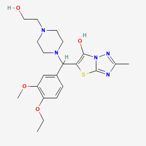 molecular formula C21H29N5O4S B2971087 5-((4-乙氧基-3-甲氧基苯基)(4-(2-羟乙基)哌嗪-1-基)甲基)-2-甲基噻唑并[3,2-b][1,2,4]三唑-6-醇 CAS No. 869343-85-1