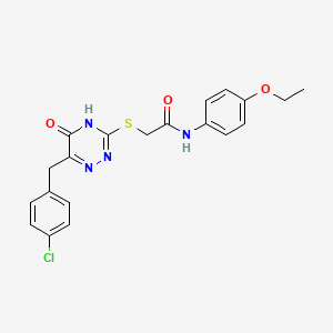 molecular formula C20H19ClN4O3S B2971089 2-{[6-(4-chlorobenzyl)-5-hydroxy-1,2,4-triazin-3-yl]sulfanyl}-N-(4-ethoxyphenyl)acetamide CAS No. 881440-81-9