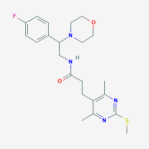 molecular formula C22H29FN4O2S B2971091 3-[4,6-dimethyl-2-(methylsulfanyl)pyrimidin-5-yl]-N-[2-(4-fluorophenyl)-2-(morpholin-4-yl)ethyl]propanamide CAS No. 1111562-94-7