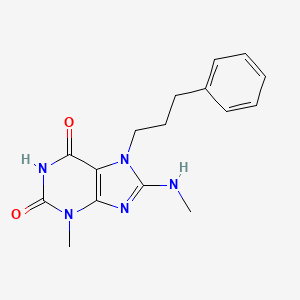 molecular formula C16H19N5O2 B2971098 3-甲基-8-(甲基氨基)-7-(3-苯丙基)嘌呤-2,6-二酮 CAS No. 303973-00-4