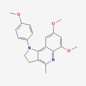 molecular formula C21H22N2O3 B2971100 6,8-dimethoxy-1-(4-methoxyphenyl)-4-methyl-2,3-dihydro-1H-pyrrolo[3,2-c]quinoline CAS No. 860789-29-3