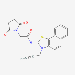 molecular formula C20H15N3O3S B2971108 2-(2,5-dioxopyrrolidin-1-yl)-N-(3-prop-2-ynylbenzo[g][1,3]benzothiazol-2-ylidene)acetamide CAS No. 868674-77-5
