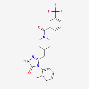 molecular formula C23H23F3N4O2 B2971112 4-(邻甲苯基)-3-((1-(3-(三氟甲基)苯甲酰基)哌啶-4-基)甲基)-1H-1,2,4-三唑-5(4H)-酮 CAS No. 2034232-97-6