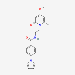 molecular formula C20H21N3O3 B2971115 N-(2-(4-methoxy-6-methyl-2-oxopyridin-1(2H)-yl)ethyl)-4-(1H-pyrrol-1-yl)benzamide CAS No. 2034548-26-8