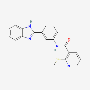 molecular formula C20H16N4OS B2971121 N-[3-(1H-1,3-benzodiazol-2-yl)phenyl]-2-(methylsulfanyl)pyridine-3-carboxamide CAS No. 878586-02-8