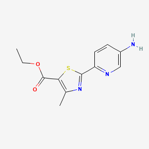 molecular formula C12H13N3O2S B2971122 Ethyl 2-(5-amino-2-pyridyl)-4-methylthiazole-5-carboxylate CAS No. 1858251-31-6