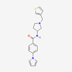 molecular formula C20H21N3OS B2971124 4-(1H-吡咯-1-基)-N-{1-[(噻吩-3-基)甲基]吡咯烷-3-基}苯甲酰胺 CAS No. 2097857-81-1