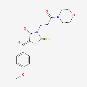molecular formula C18H20N2O4S2 B2971125 (Z)-5-(4-methoxybenzylidene)-3-(3-morpholino-3-oxopropyl)-2-thioxothiazolidin-4-one CAS No. 303798-70-1