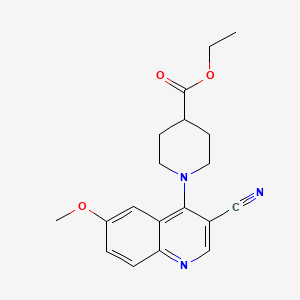 molecular formula C19H21N3O3 B2971126 Ethyl 1-(3-cyano-6-methoxyquinolin-4-yl)piperidine-4-carboxylate CAS No. 1207033-74-6
