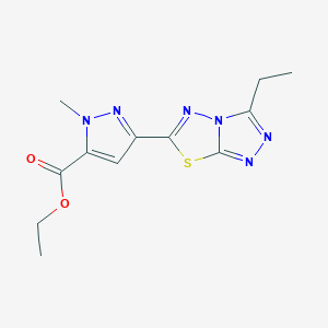 Ethyl 3-(3-ethyl-[1,2,4]triazolo[3,4-b][1,3,4]thiadiazol-6-yl)-1-methyl-1H-pyrazole-5-carboxylate