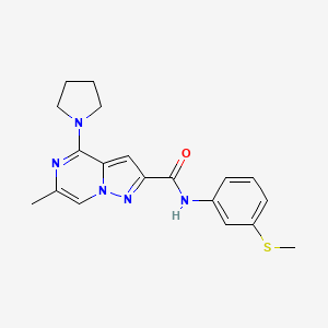 molecular formula C19H21N5OS B2971133 6-methyl-N-[3-(methylsulfanyl)phenyl]-4-(pyrrolidin-1-yl)pyrazolo[1,5-a]pyrazine-2-carboxamide CAS No. 1775524-94-1