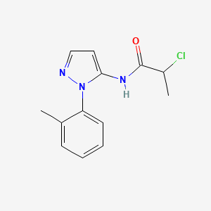 molecular formula C13H14ClN3O B2971146 2-Chloro-N-[2-(2-methylphenyl)pyrazol-3-yl]propanamide CAS No. 2411276-18-9