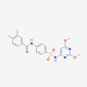 molecular formula C21H22N4O5S B2971149 N-(4-(N-(2,6-二甲氧基嘧啶-4-基)磺酰基)苯基)-3,4-二甲基苯甲酰胺 CAS No. 333747-31-2