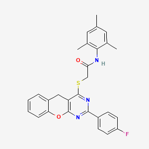 2-{[2-(4-Fluorophenyl)-5H-chromeno[2,3-D]pyrimidin-4-YL]sulfanyl}-N-(2,4,6-trimethylphenyl)acetamide