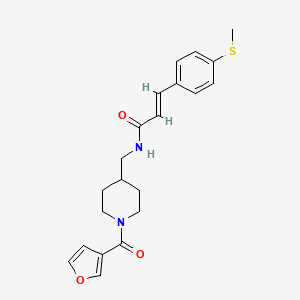 molecular formula C21H24N2O3S B2971164 (E)-N-((1-(furan-3-carbonyl)piperidin-4-yl)methyl)-3-(4-(methylthio)phenyl)acrylamide CAS No. 1798402-21-7