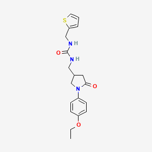 molecular formula C19H23N3O3S B2971165 1-((1-(4-Ethoxyphenyl)-5-oxopyrrolidin-3-yl)methyl)-3-(thiophen-2-ylmethyl)urea CAS No. 954696-44-7