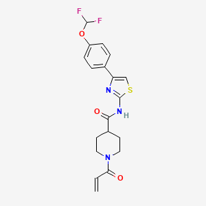 molecular formula C19H19F2N3O3S B2971177 N-[4-[4-(Difluoromethoxy)phenyl]-1,3-thiazol-2-yl]-1-prop-2-enoylpiperidine-4-carboxamide CAS No. 2411193-90-1