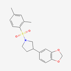 molecular formula C19H21NO4S B2971187 3-(苯并[d][1,3]二氧杂环-5-基)-1-((2,4-二甲苯基)磺酰基)吡咯烷 CAS No. 1327103-32-1