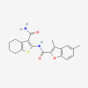 molecular formula C20H20N2O3S B2971189 N-(3-carbamoyl-4,5,6,7-tetrahydro-1-benzothiophen-2-yl)-3,5-dimethyl-1-benzofuran-2-carboxamide CAS No. 620585-09-3
