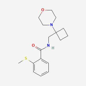 2-Methylsulfanyl-N-[(1-morpholin-4-ylcyclobutyl)methyl]benzamide