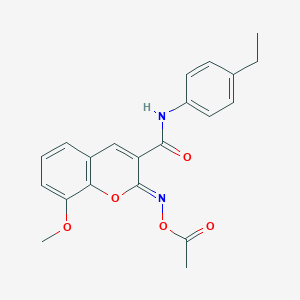 molecular formula C21H20N2O5 B2971192 (2Z)-2-[(乙酰氧基)亚氨基]-N-(4-乙基苯基)-8-甲氧基-2H-色烯-3-甲酰胺 CAS No. 1327184-45-1