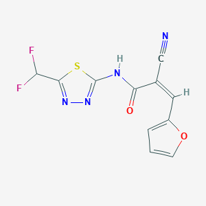molecular formula C11H6F2N4O2S B2971193 (Z)-2-cyano-N-[5-(difluoromethyl)-1,3,4-thiadiazol-2-yl]-3-(furan-2-yl)prop-2-enamide CAS No. 1356820-03-5