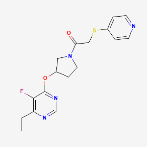molecular formula C17H19FN4O2S B2971194 1-(3-((6-Ethyl-5-fluoropyrimidin-4-yl)oxy)pyrrolidin-1-yl)-2-(pyridin-4-ylthio)ethanone CAS No. 2034362-62-2