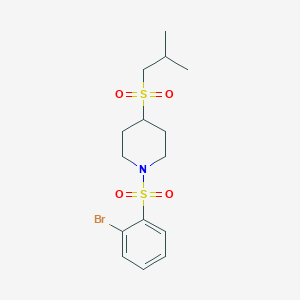 molecular formula C15H22BrNO4S2 B2971200 1-((2-溴苯基)磺酰基)-4-(异丁基磺酰基)哌啶 CAS No. 1797837-50-3