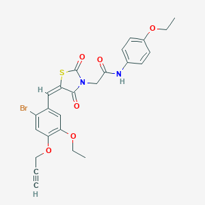 molecular formula C25H23BrN2O6S B297121 2-{5-[2-bromo-5-ethoxy-4-(2-propynyloxy)benzylidene]-2,4-dioxo-1,3-thiazolidin-3-yl}-N-(4-ethoxyphenyl)acetamide 