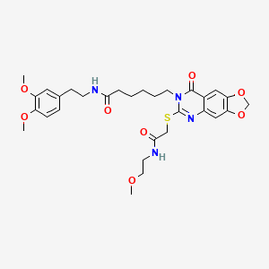 N-(3,4-dimethoxyphenethyl)-6-(6-((2-((2-methoxyethyl)amino)-2-oxoethyl)thio)-8-oxo-[1,3]dioxolo[4,5-g]quinazolin-7(8H)-yl)hexanamide