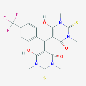 molecular formula C20H19F3N4O4S2 B297122 6-hydroxy-5-{(6-hydroxy-1,3-dimethyl-4-oxo-2-thioxo-1,2,3,4-tetrahydro-5-pyrimidinyl)[4-(trifluoromethyl)phenyl]methyl}-1,3-dimethyl-2-thioxo-2,3-dihydro-4(1H)-pyrimidinone 