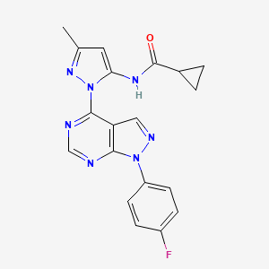 N-(1-(1-(4-fluorophenyl)-1H-pyrazolo[3,4-d]pyrimidin-4-yl)-3-methyl-1H-pyrazol-5-yl)cyclopropanecarboxamide