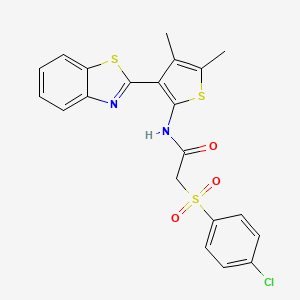 molecular formula C21H17ClN2O3S3 B2971227 N-(3-(苯并[d]噻唑-2-基)-4,5-二甲基噻吩-2-基)-2-((4-氯苯基)磺酰基)乙酰胺 CAS No. 886960-80-1