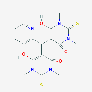 molecular formula C18H19N5O4S2 B297123 6-hydroxy-5-[(6-hydroxy-1,3-dimethyl-4-oxo-2-thioxo-1,2,3,4-tetrahydro-5-pyrimidinyl)(2-pyridinyl)methyl]-1,3-dimethyl-2-thioxo-2,3-dihydro-4(1H)-pyrimidinone 