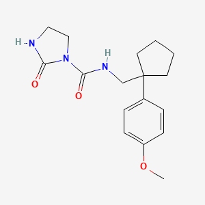 molecular formula C17H23N3O3 B2971230 N-((1-(4-methoxyphenyl)cyclopentyl)methyl)-2-oxoimidazolidine-1-carboxamide CAS No. 1797792-72-3