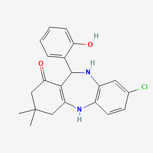 molecular formula C21H21ClN2O2 B2971232 3-chloro-6-(2-hydroxyphenyl)-9,9-dimethyl-6,8,10,11-tetrahydro-5H-benzo[b][1,4]benzodiazepin-7-one CAS No. 1024134-58-4