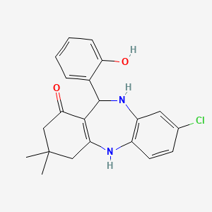 6-chloro-10-(2-hydroxyphenyl)-14,14-dimethyl-2,9-diazatricyclo[9.4.0.0^{3,8}]pentadeca-1(11),3(8),4,6-tetraen-12-one