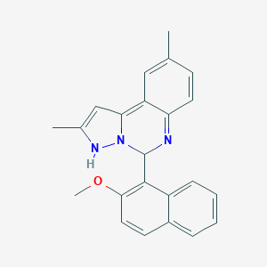 molecular formula C23H21N3O B297125 5-(2-methoxynaphthalen-1-yl)-2,9-dimethyl-3,5-dihydropyrazolo[1,5-c]quinazoline 
