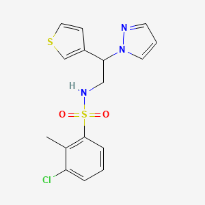 N-(2-(1H-pyrazol-1-yl)-2-(thiophen-3-yl)ethyl)-3-chloro-2-methylbenzenesulfonamide