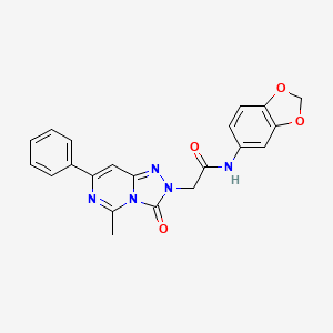 molecular formula C21H17N5O4 B2971269 N-1,3-苯并二氧杂环-5-基-2-(5-甲基-3-氧代-7-苯基[1,2,4]三唑并[4,3-c]嘧啶-2(3H)-基)乙酰胺 CAS No. 1251602-99-9