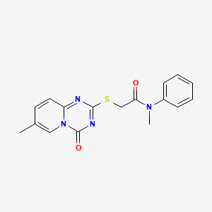 molecular formula C17H16N4O2S B2971270 N-methyl-2-(7-methyl-4-oxopyrido[1,2-a][1,3,5]triazin-2-yl)sulfanyl-N-phenylacetamide CAS No. 896325-34-1