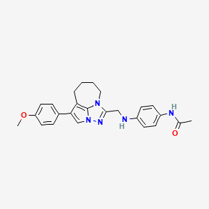 molecular formula C25H27N5O2 B2971278 N-(4-(((1-(4-甲氧基苯基)-5,6,7,8-四氢-2a,3,4a-三氮杂环戊并[cd]氮杂薁-4-基)甲基)氨基)苯基)乙酰胺 CAS No. 896023-01-1