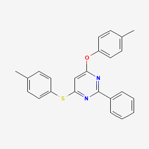 molecular formula C24H20N2OS B2971279 4-(4-甲基苯氧基)-6-[(4-甲基苯基)硫代]-2-苯基嘧啶 CAS No. 339018-76-7