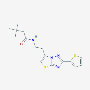 3,3-dimethyl-N-(2-(2-(thiophen-2-yl)thiazolo[3,2-b][1,2,4]triazol-6-yl)ethyl)butanamide