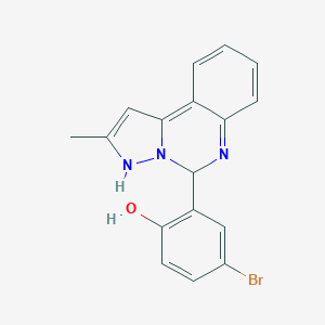 molecular formula C17H14BrN3O B297129 4-bromo-2-(2-methyl-3,5-dihydropyrazolo[1,5-c]quinazolin-5-yl)phenol 
