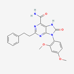 molecular formula C22H21N5O4 B2971296 9-(2,4-dimethoxyphenyl)-8-oxo-2-phenethyl-8,9-dihydro-7H-purine-6-carboxamide CAS No. 898422-46-3