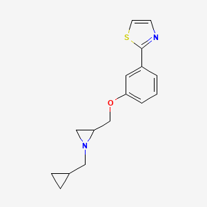 molecular formula C16H18N2OS B2971298 2-[3-[[1-(Cyclopropylmethyl)aziridin-2-yl]methoxy]phenyl]-1,3-thiazole CAS No. 2418691-00-4